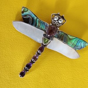 CONTEMPORARY STERLING NATIVE AMERICAN ZUNI BROOCH PENDANT